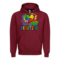 Burgundy different is beautiful Zipper Hoodie - JahusDesignShop