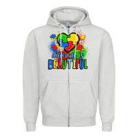 Dove Grey different is beautiful Zipper Hoodie - JahusDesignShop