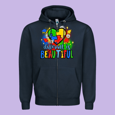 Different Is Beautiful Zipper Hoodie Designed By Jahusdesignshop
