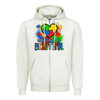 Oatmeal Heather different is beautiful Zipper Hoodie - JahusDesignShop