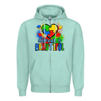 Seafoam different is beautiful Zipper Hoodie - JahusDesignShop