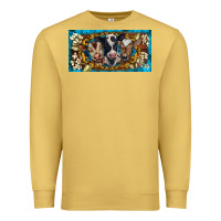 Antique Gold western cow turquoise’s white flowers license plate template Premium Sweatshirt - BarkalooDesign