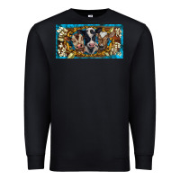 Black western cow turquoise’s white flowers license plate template Premium Sweatshirt - BarkalooDesign