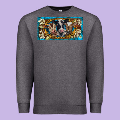 Western Cow Turquoise’s White Flowers License Plate Template Premium Sweatshirt Designed By Barkaloodesign