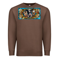 Chestnut western cow turquoise’s white flowers license plate template Premium Sweatshirt - BarkalooDesign
