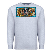 Heather Grey western cow turquoise’s white flowers license plate template Premium Sweatshirt - BarkalooDesign