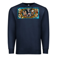 Navy western cow turquoise’s white flowers license plate template Premium Sweatshirt - BarkalooDesign