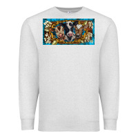 Oatmeal Heather western cow turquoise’s white flowers license plate template Premium Sweatshirt - BarkalooDesign