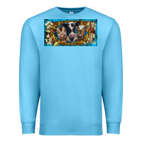 Ocean Blue western cow turquoise’s white flowers license plate template Premium Sweatshirt - BarkalooDesign