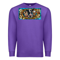 Purple western cow turquoise’s white flowers license plate template Premium Sweatshirt - BarkalooDesign