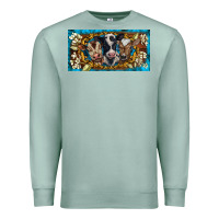 Seafoam western cow turquoise’s white flowers license plate template Premium Sweatshirt - BarkalooDesign