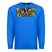 True Royal western cow turquoise’s white flowers license plate template Premium Sweatshirt - BarkalooDesign