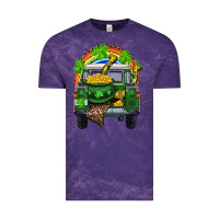 Cloud Purple St Patrick's Day Truck With Pot Of Gold Horseshoe And Rainbow Vintage Tee - RanaPortraitStore