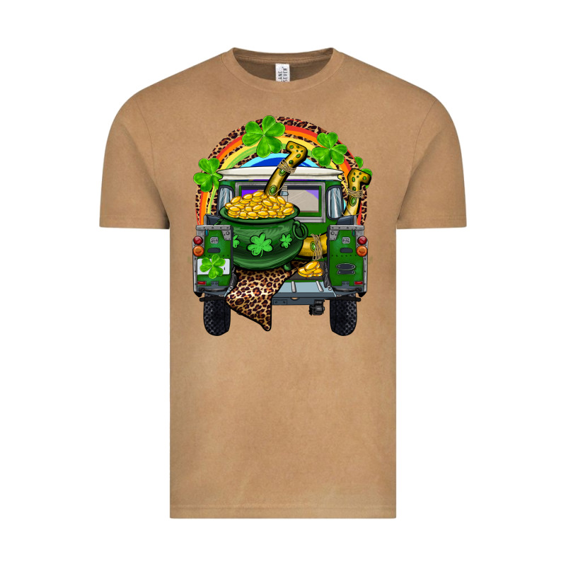 St Patrick's Day Truck With Pot Of Gold Horseshoe And Rainbow Vintage Tee by RanaPortraitStore | Teevron