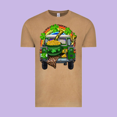 Vintage Tee St Patrick's Day Truck With Pot Of Gold Horseshoe And Rainbow