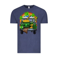 Vintage Denim St Patrick's Day Truck With Pot Of Gold Horseshoe And Rainbow Vintage Tee - RanaPortraitStore