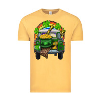 Vintage Mustard St Patrick's Day Truck With Pot Of Gold Horseshoe And Rainbow Vintage Tee - RanaPortraitStore