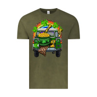 Vintage Olive St Patrick's Day Truck With Pot Of Gold Horseshoe And Rainbow Vintage Tee - RanaPortraitStore