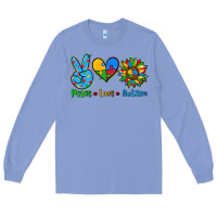 Colony Blue peace love autism Long Sleeve Tee - AdoDesignShop