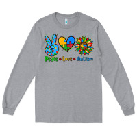 Heather Grey peace love autism Long Sleeve Tee - AdoDesignShop