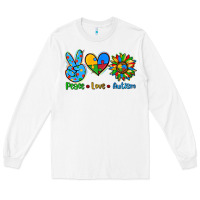 White peace love autism Long Sleeve Tee - AdoDesignShop
