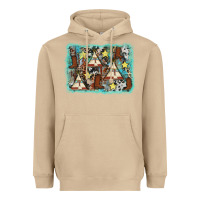Mushroom tribe tent western background Heavyweight Hoodie - AdoDesignShop