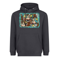 Tribe Tent Western Background Heavyweight Hoodie | Teevron