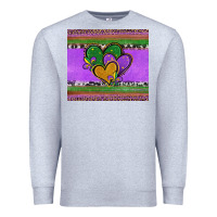 Heather Grey mardi gras hearts and fleur de lis Premium Sweatshirt - Jasminsmagicworld