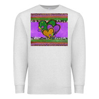 Oatmeal Heather mardi gras hearts and fleur de lis Premium Sweatshirt - Jasminsmagicworld