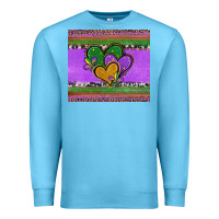Ocean Blue mardi gras hearts and fleur de lis Premium Sweatshirt - Jasminsmagicworld