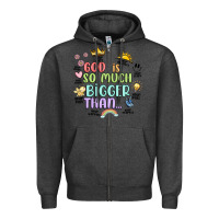 Charcoal Heather god is bigger Zipper Hoodie - JahusDesignShop