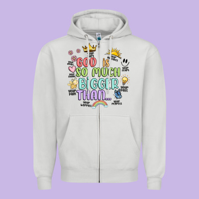 God Is Bigger Zipper Hoodie Designed By Jahusdesignshop