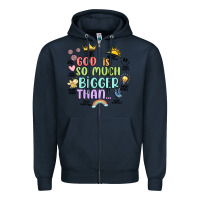 Navy god is bigger Zipper Hoodie - JahusDesignShop