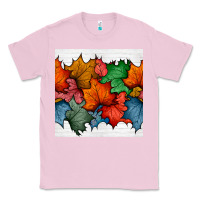 Bubblegum Pink autumn  leaves seamless pattern Classic Tee - BundleAndBundleShop