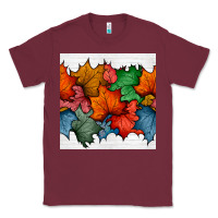 Burgundy autumn  leaves seamless pattern Classic Tee - BundleAndBundleShop