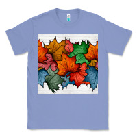 Colony Blue autumn  leaves seamless pattern Classic Tee - BundleAndBundleShop
