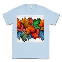 Dusty Blue autumn  leaves seamless pattern Classic Tee - BundleAndBundleShop
