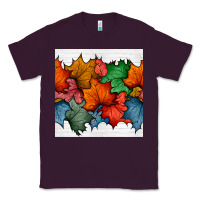 Plum autumn  leaves seamless pattern Classic Tee - BundleAndBundleShop
