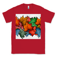 Red autumn  leaves seamless pattern Classic Tee - BundleAndBundleShop