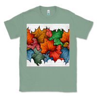 Sage autumn  leaves seamless pattern Classic Tee - BundleAndBundleShop