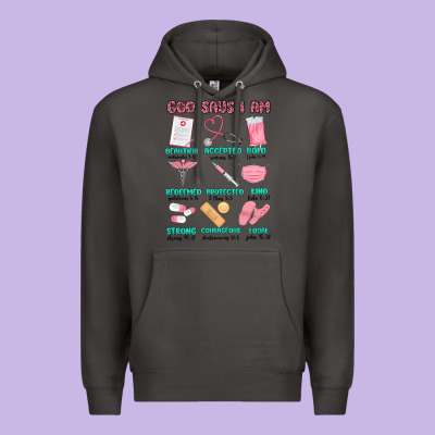 God Says I Am Nurse Premium Hoodie Designed By Maliassmallbusiness