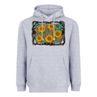 Heather Grey leather sunflower background Heavyweight Hoodie - AdoDesignShop