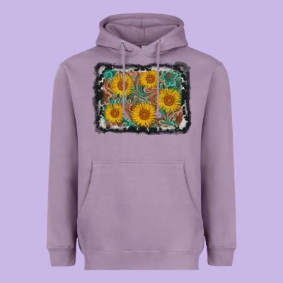 Leather Sunflower Background Heavyweight Hoodie Designed By Adodesignshop