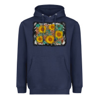 Navy leather sunflower background Heavyweight Hoodie - AdoDesignShop