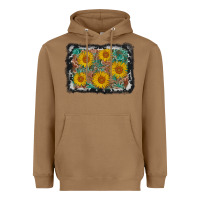 Toasted Coconut leather sunflower background Heavyweight Hoodie - AdoDesignShop