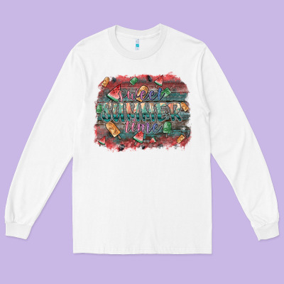 Sweet Summer Time Long Sleeve Tee Designed By Sublimationcraftshop