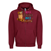 Burgundy half teacher half coffee Zipper Hoodie - JahusDesignShop