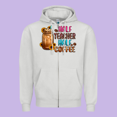 Half Teacher Half Coffee Zipper Hoodie Designed By Jahusdesignshop