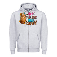 Heather Grey half teacher half coffee Zipper Hoodie - JahusDesignShop