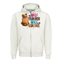 Oatmeal Heather half teacher half coffee Zipper Hoodie - JahusDesignShop
